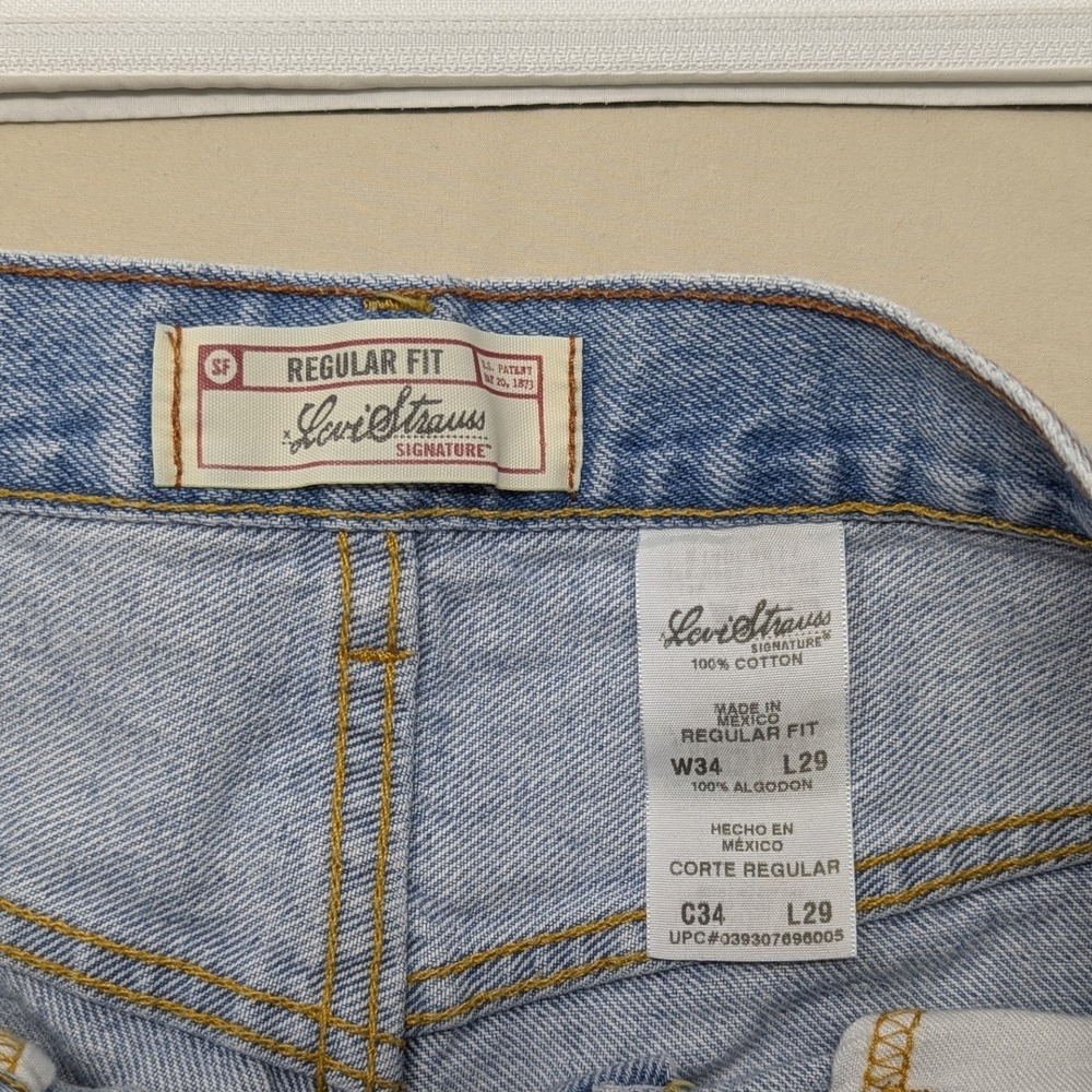 Levi Strauss Signature Regular Fit Jeans Mens 34x29 Light Wash Blue Denim W0866 - Picture 5 of 12